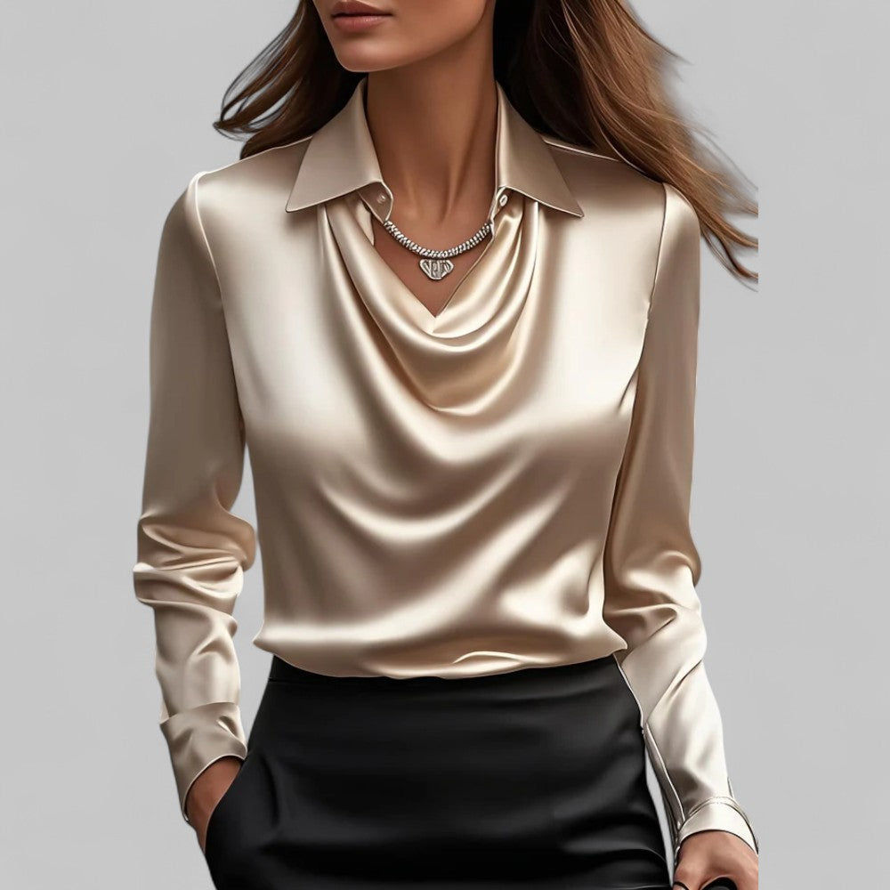 Rosa Women's Satin Blouse | Draped Neck, Elegant Design 9
