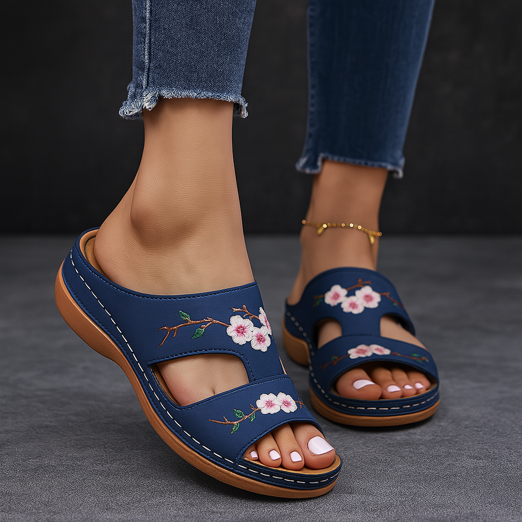 Sava Women's Sandals | Premium Vegan Leather, Floral Embroidery 1