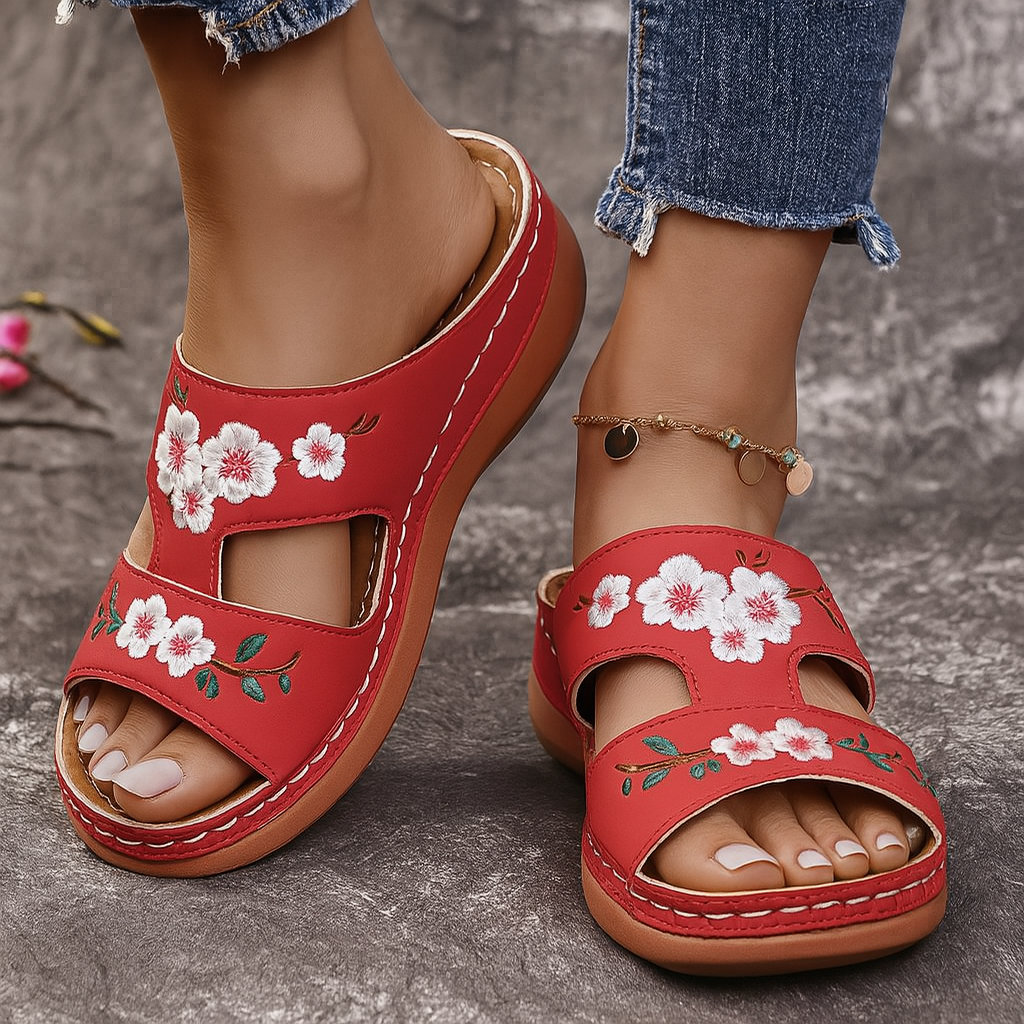 Sava Women's Sandals | Premium Vegan Leather, Floral Embroidery 2