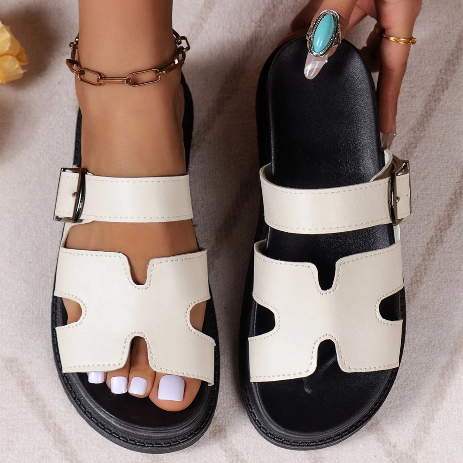 Savi Women's Sandals | Soft Vegan Leather, Adjustable Fit 1