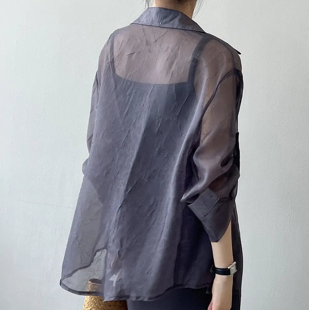 Sera Women's Blouse | Sheer Chiffon, Minimalist Design 7