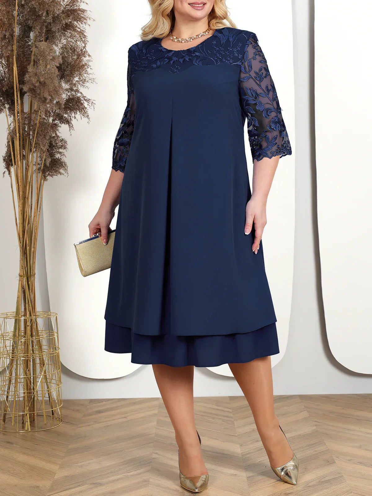 Tara Plus Size Embroidered Banquet Dress | Elegant Floral Design 5