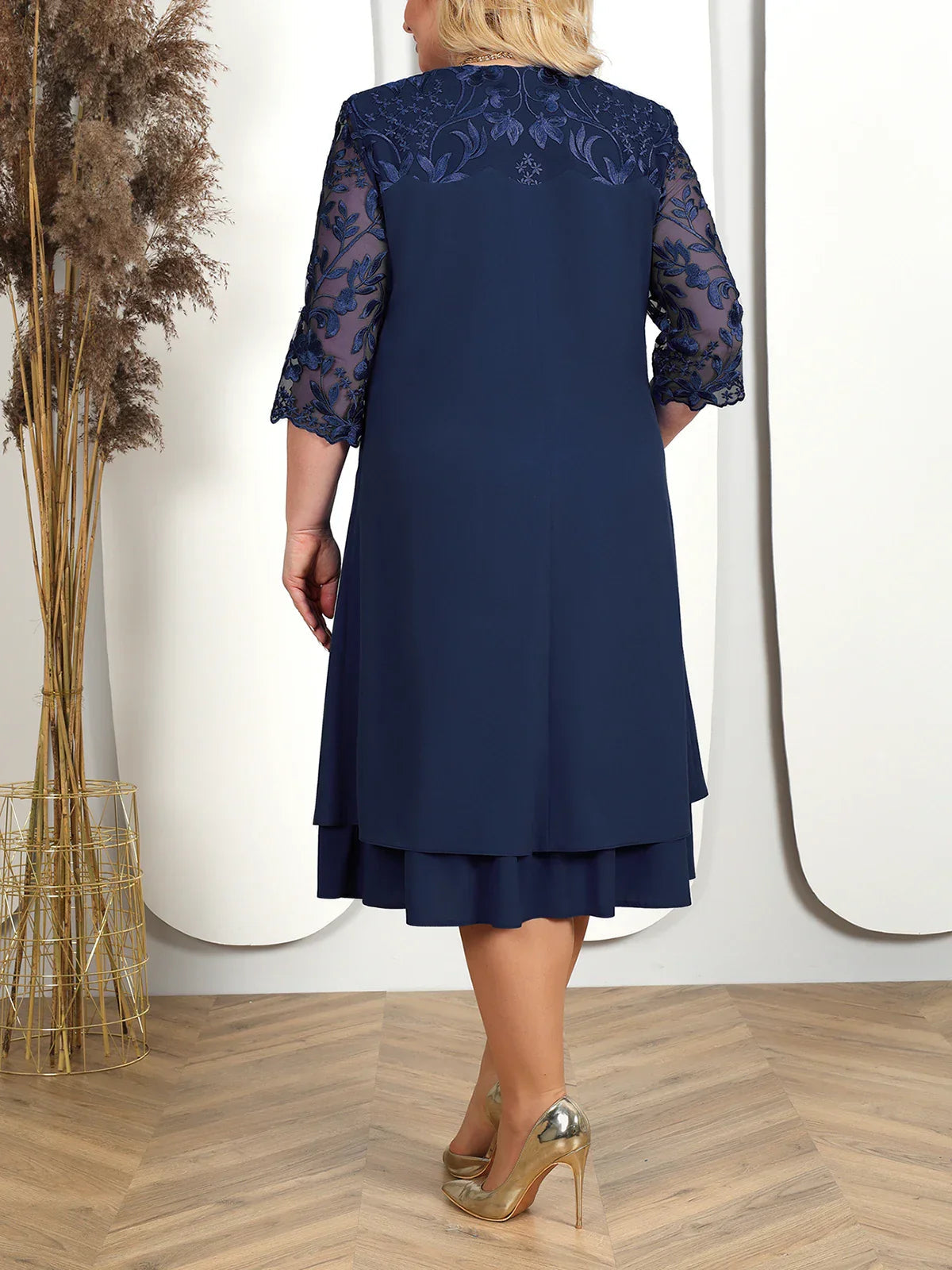 Tara Plus Size Embroidered Banquet Dress | Elegant Floral Design 6