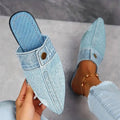 Vera Women's Mule Flats | Light-Wash Denim, Chic Design 0