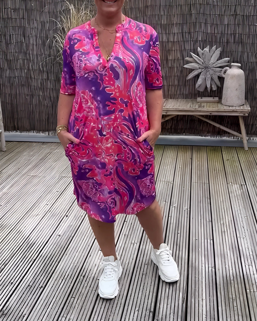 Vera Women's Summer Dress | Plus Size, V-Neck, Short Sleeve 0