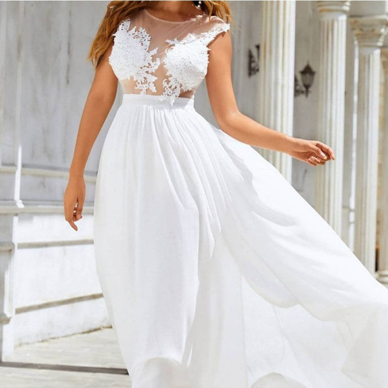 Victoria – Long Chiffon Wedding Dress with Lace