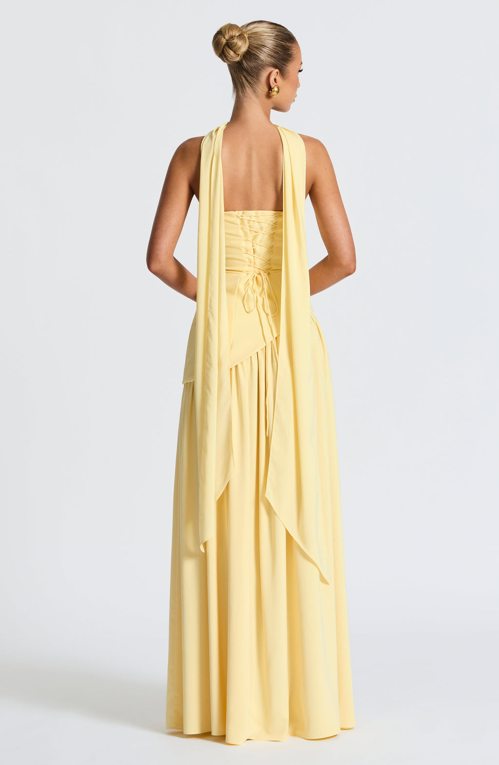Women's Strapless Maxi Dress with High Slit and Asymmetric Waist